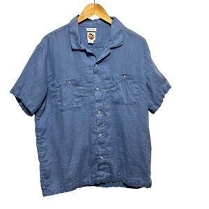 C&C California Mens Linen Button Shirt L Blue Coastal Resort Beach Minimalist
